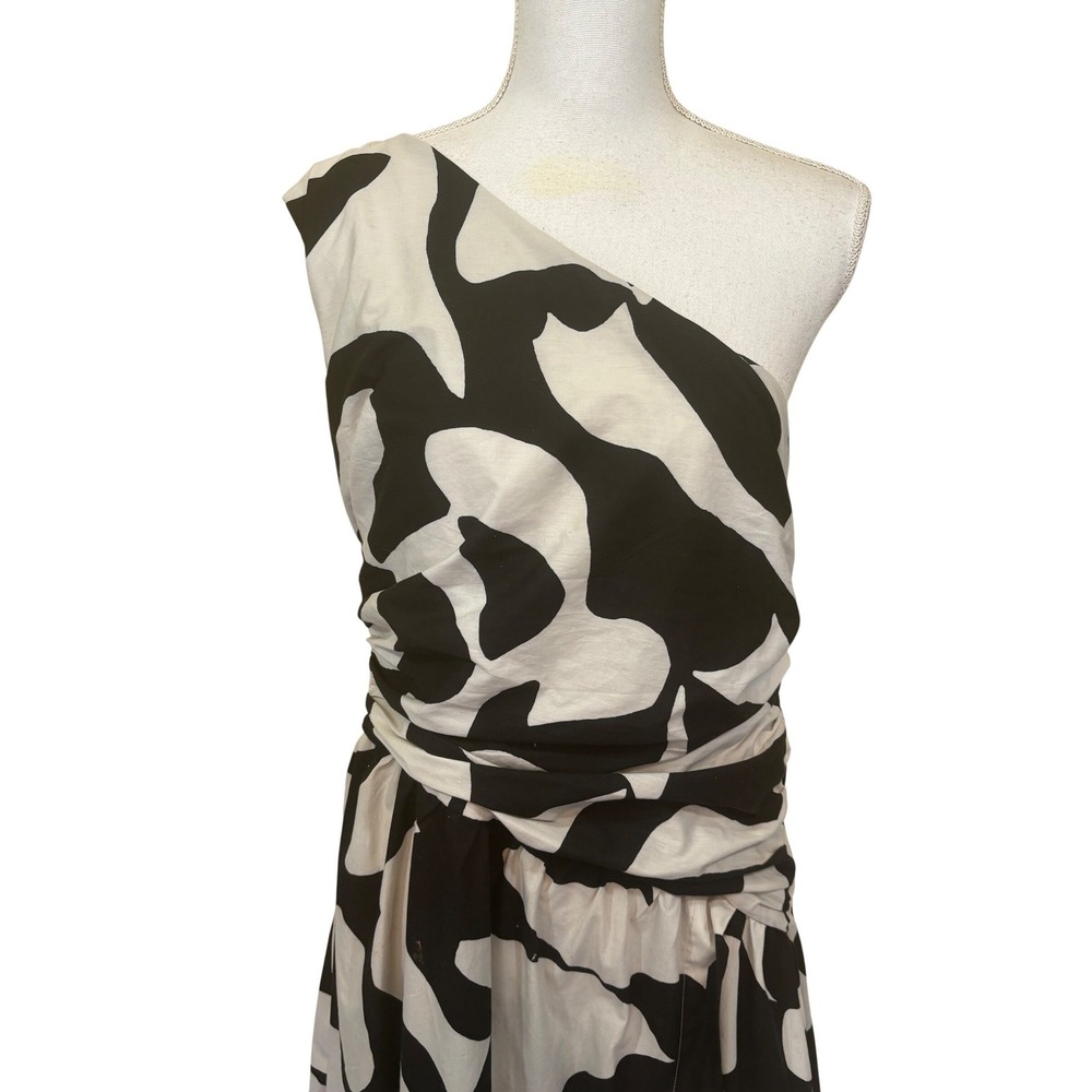 Abercrombie & Fitch Fiore One Shoulder Maxi Dress, black/cream, large, cutout - Picture 4 of 10